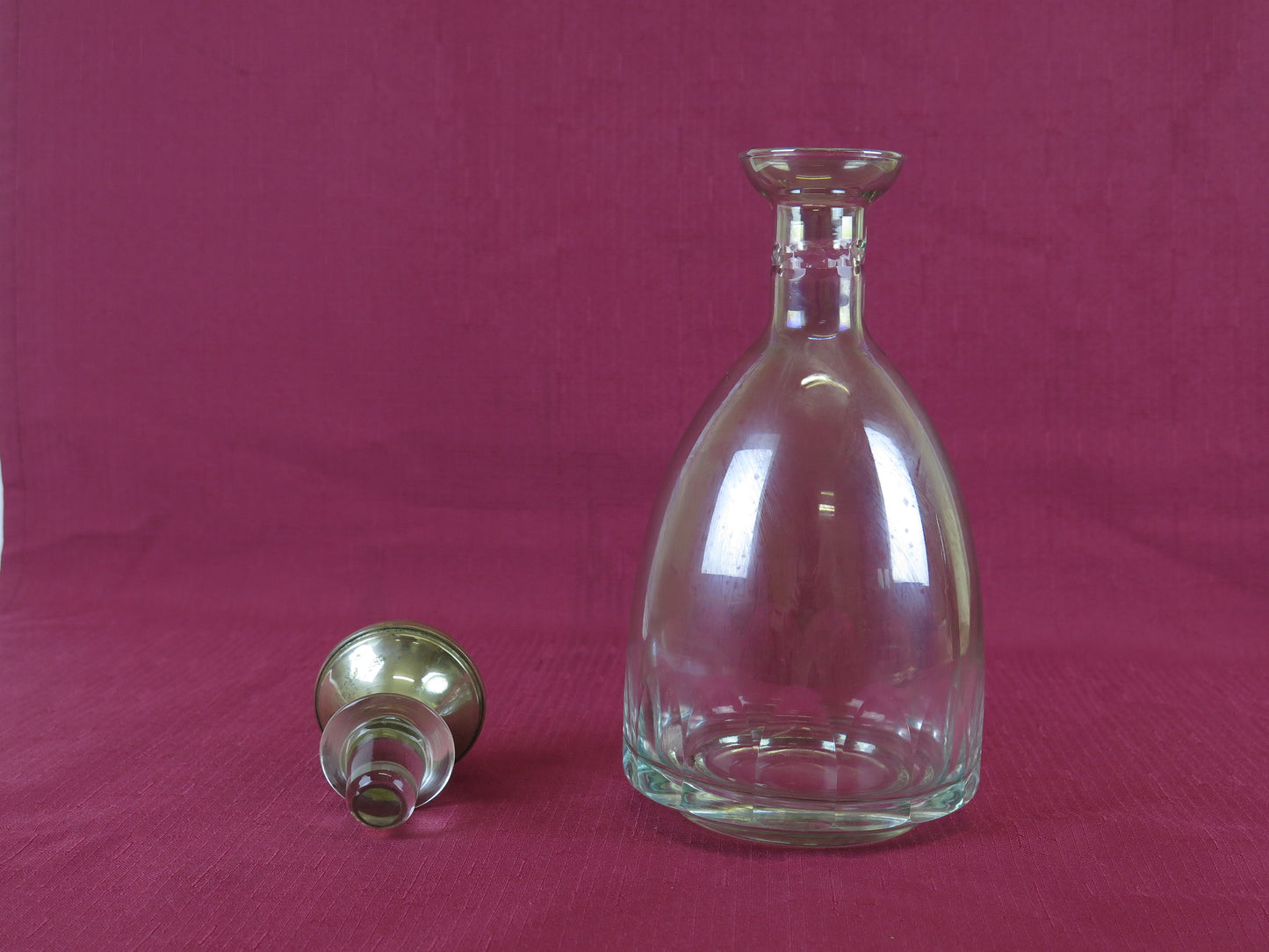 BOTTIGLIA DA LIQUORE ANTICA VETRO TAPPO METALLO INIZIO SECOLO DANIMARCA R147