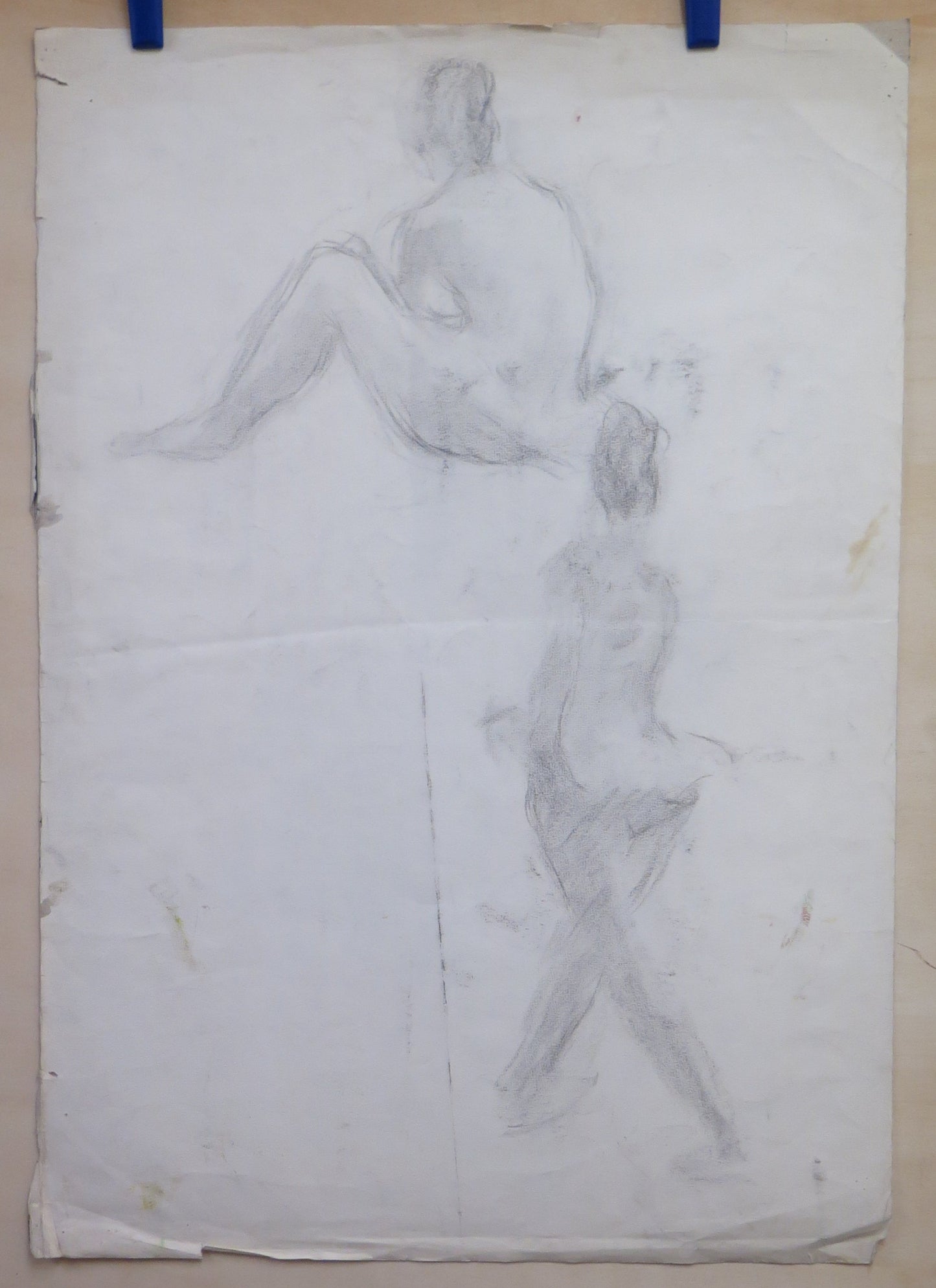 LARGE DRAWING 1960'S VINTAGE STUDY FOR FEMALE NUDE PENCIL ON PAPER FRANCE BM53.4