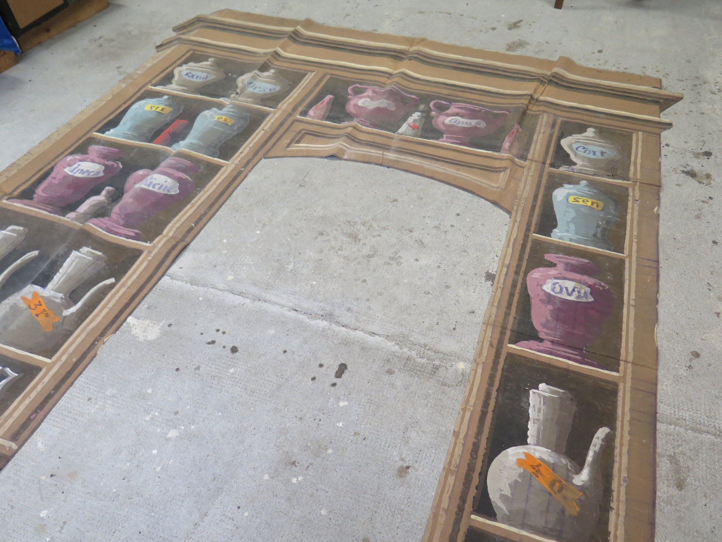 205x278 cm HAND PAINTED ANCIENT THEATER BACKDROP PHARMACY SCENOGRAPHY CL2.6