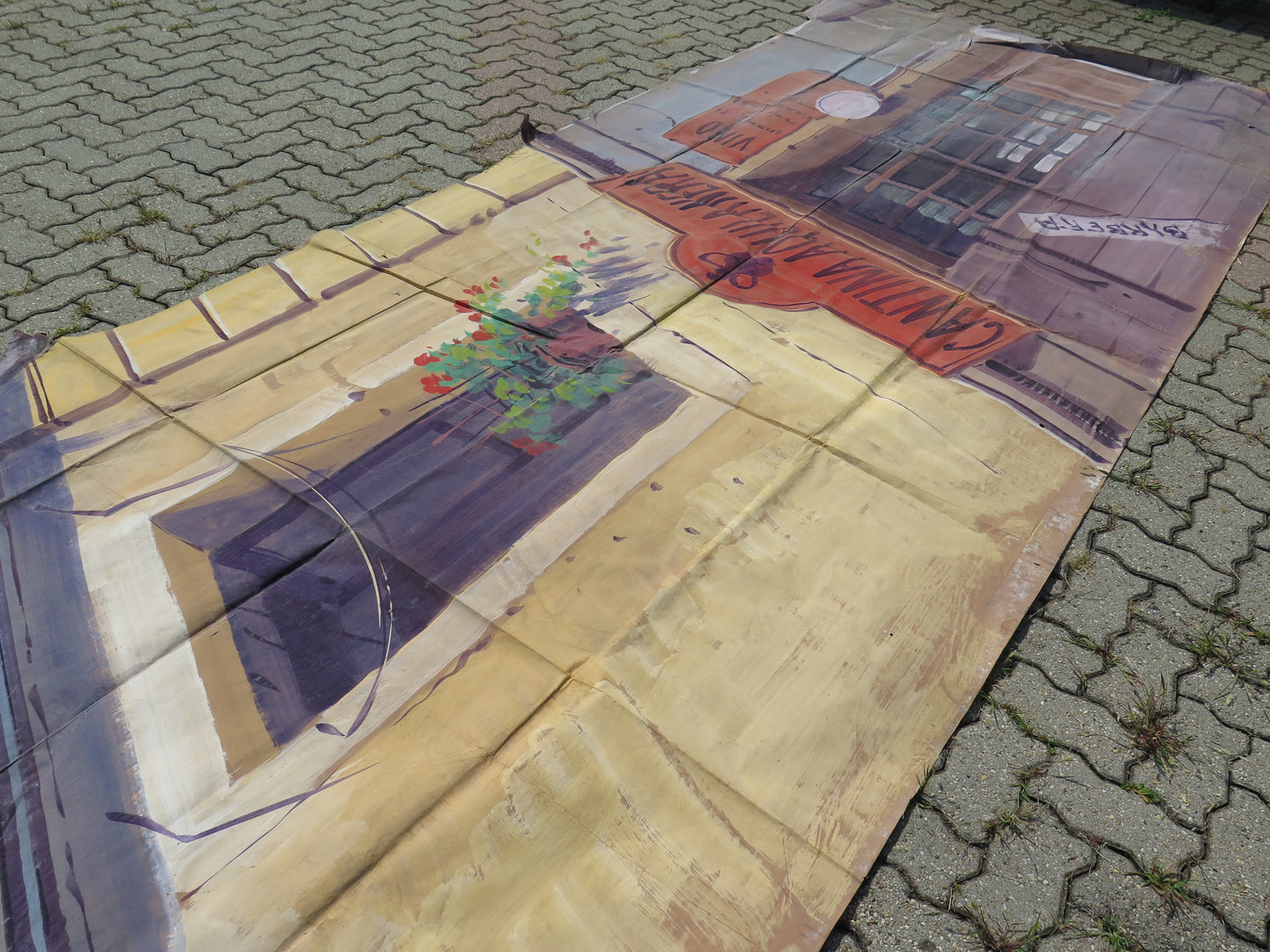 192x595 cm ANTICA SCENOGRAFIA TEATRALE OSTERIA VINO LOCANDA DIPINTO ARTE CL1.109