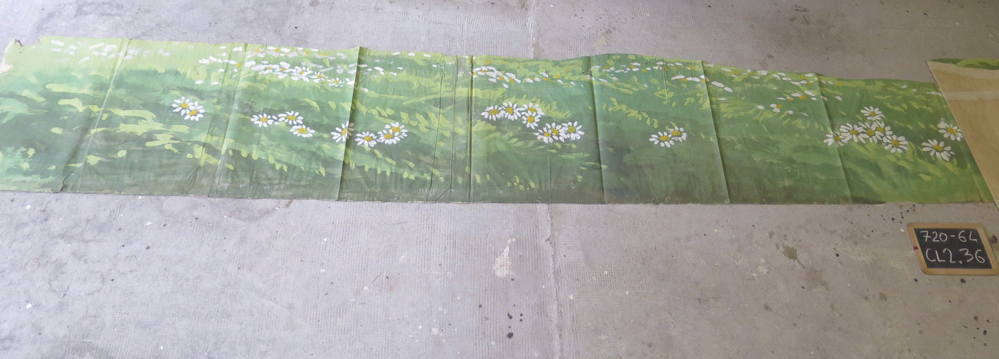 720x64 cm ANCIENT THEATER BACKDROP SCENOGRAPHY THAND PAINTED LAWN FLOWERS CL2.36