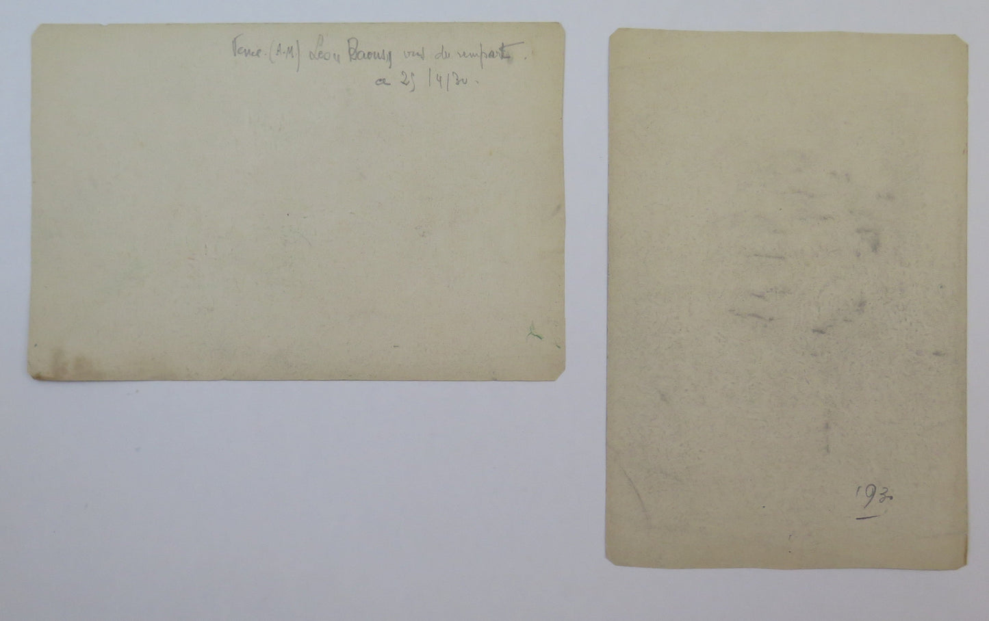 TWO ANTIQUE DRAWINGS FROM THE BEGINNING OF THE CENTURY VIEWS OF GARDENS FRANCE VENCE PROVENCE BM53.5D