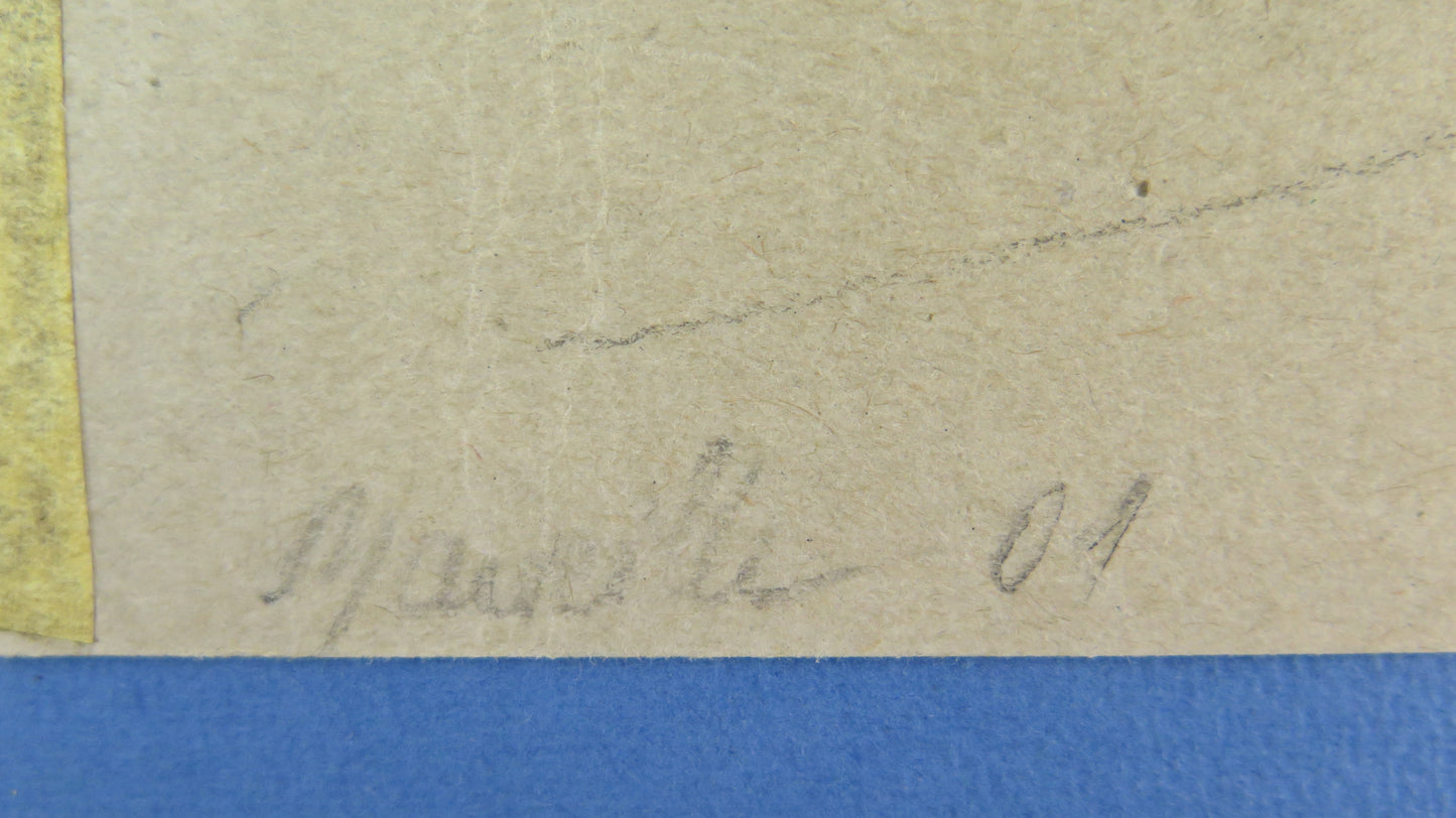 DISEGNO ANTICO PORTO DI MARSIGLIA FRANCIA 1901 PAESAGGIO VEDUTA MARINA BM53.5H