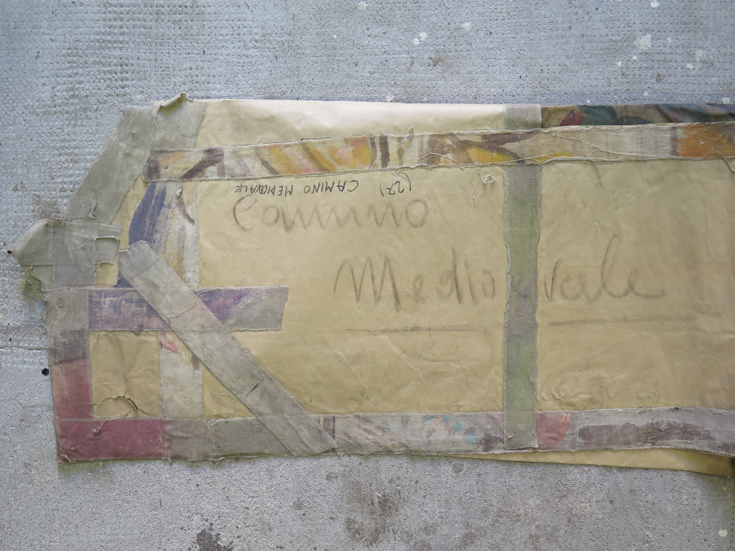 187x300 cm ANTICO DIPINTO SCENOGRAFIA TEATRO TEATRALE CAMINO MEDIEVALE CL1.49