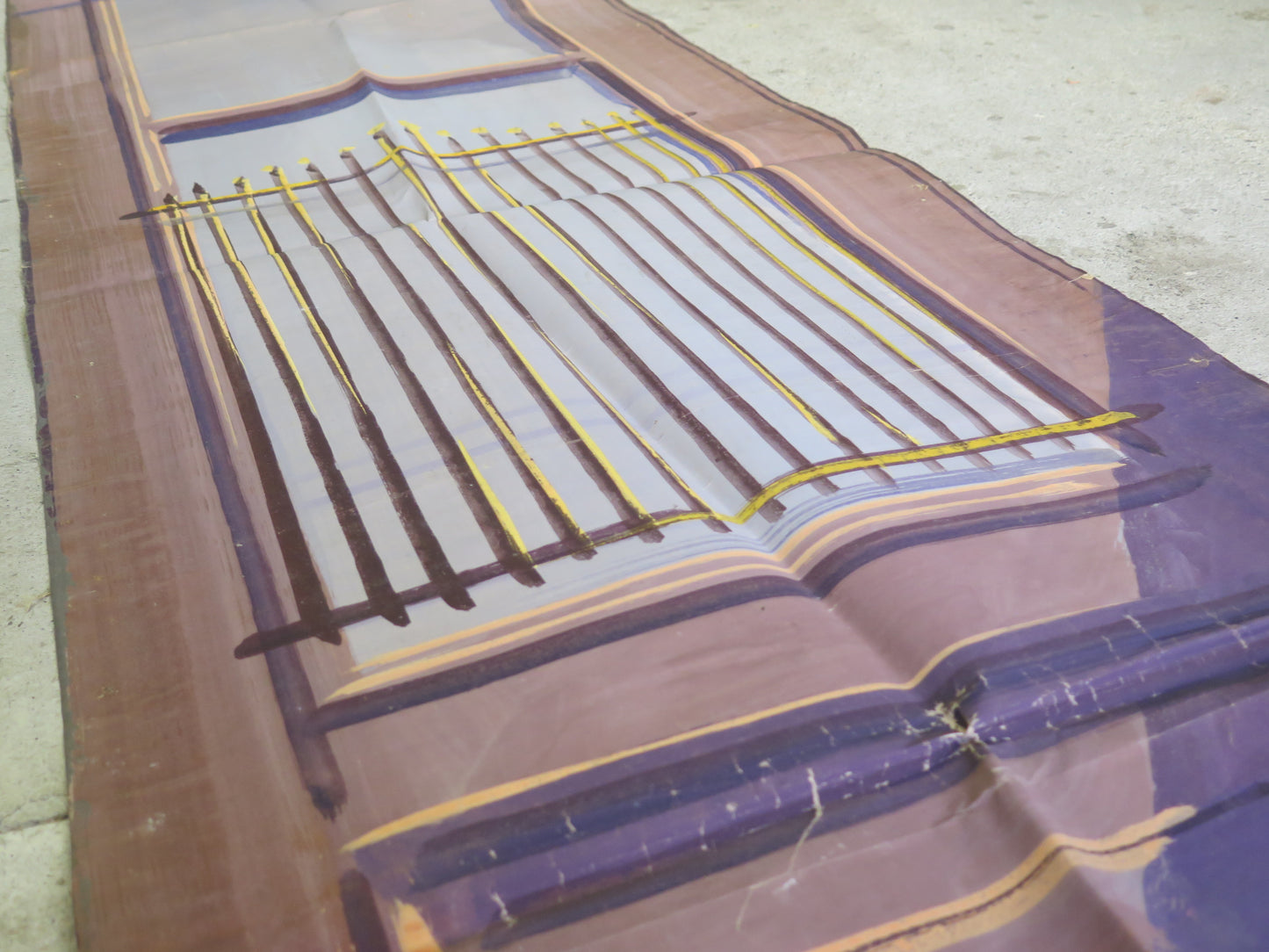 57x242 cm LARGE ANTIQUE PAINTING THEATER SET DOOR SILHOUETTE CL1.52