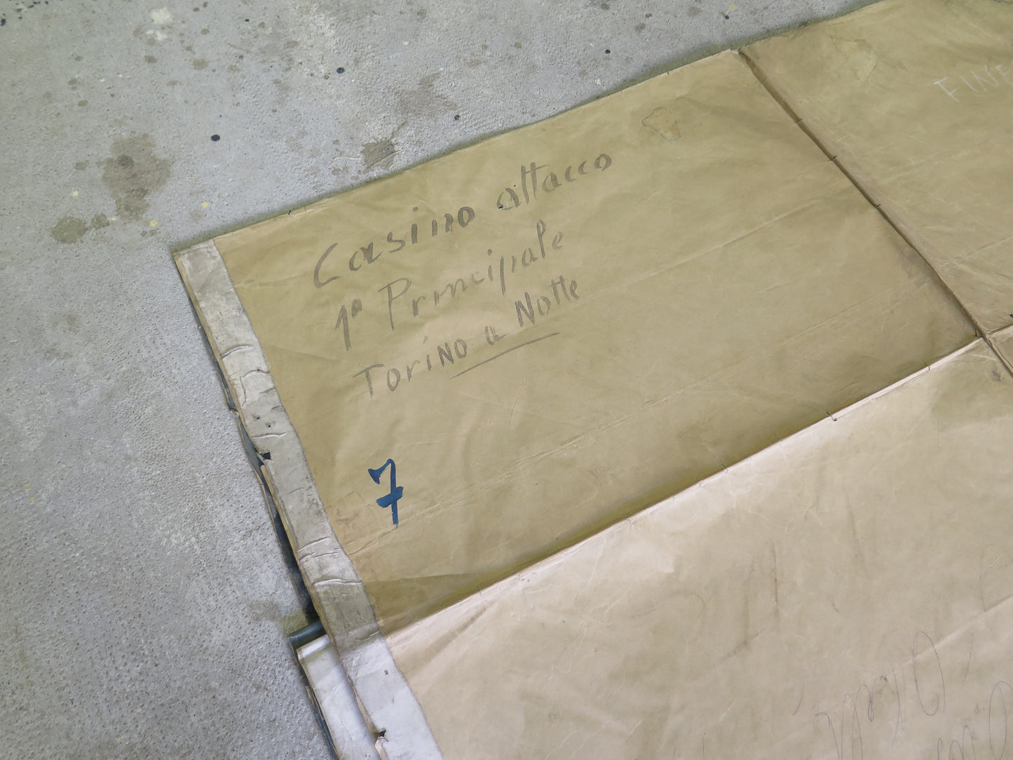 185x472 cm PORTICI DI TORINO DI NOTTE GRANDE DIPINTO ANTICO SCENOGRAFIA CL1.54