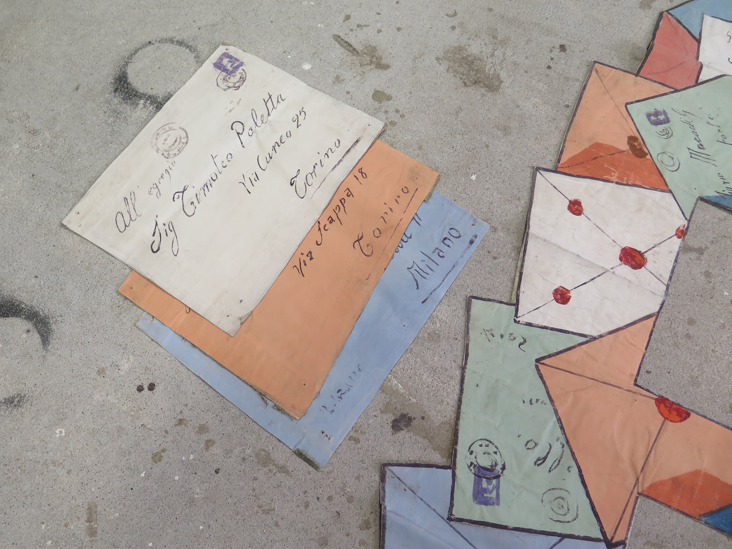 190x195 cm GRANDE DIPINTO TEATRALE SCENOGRAFIA CESTA DELLE LETTERE POSTA CL1.58