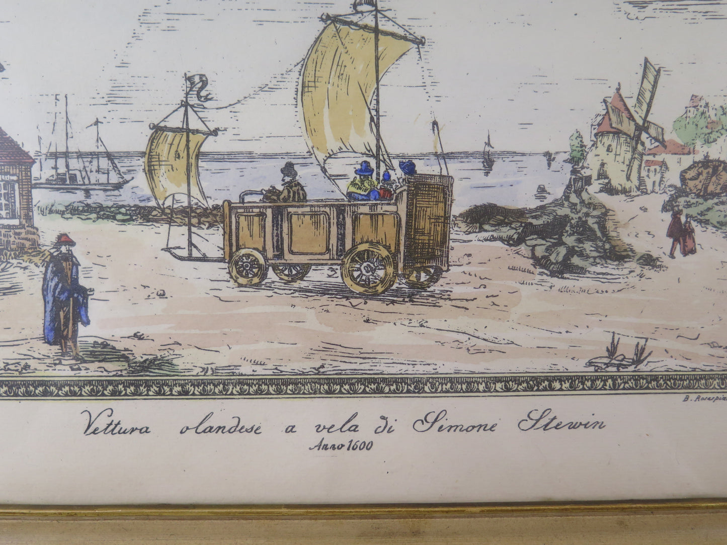 35x26 cm VECCHIA CORNICE DI LEGNO SEMPLICE ELEGANTE CON STAMPA IN OMAGGIO X12