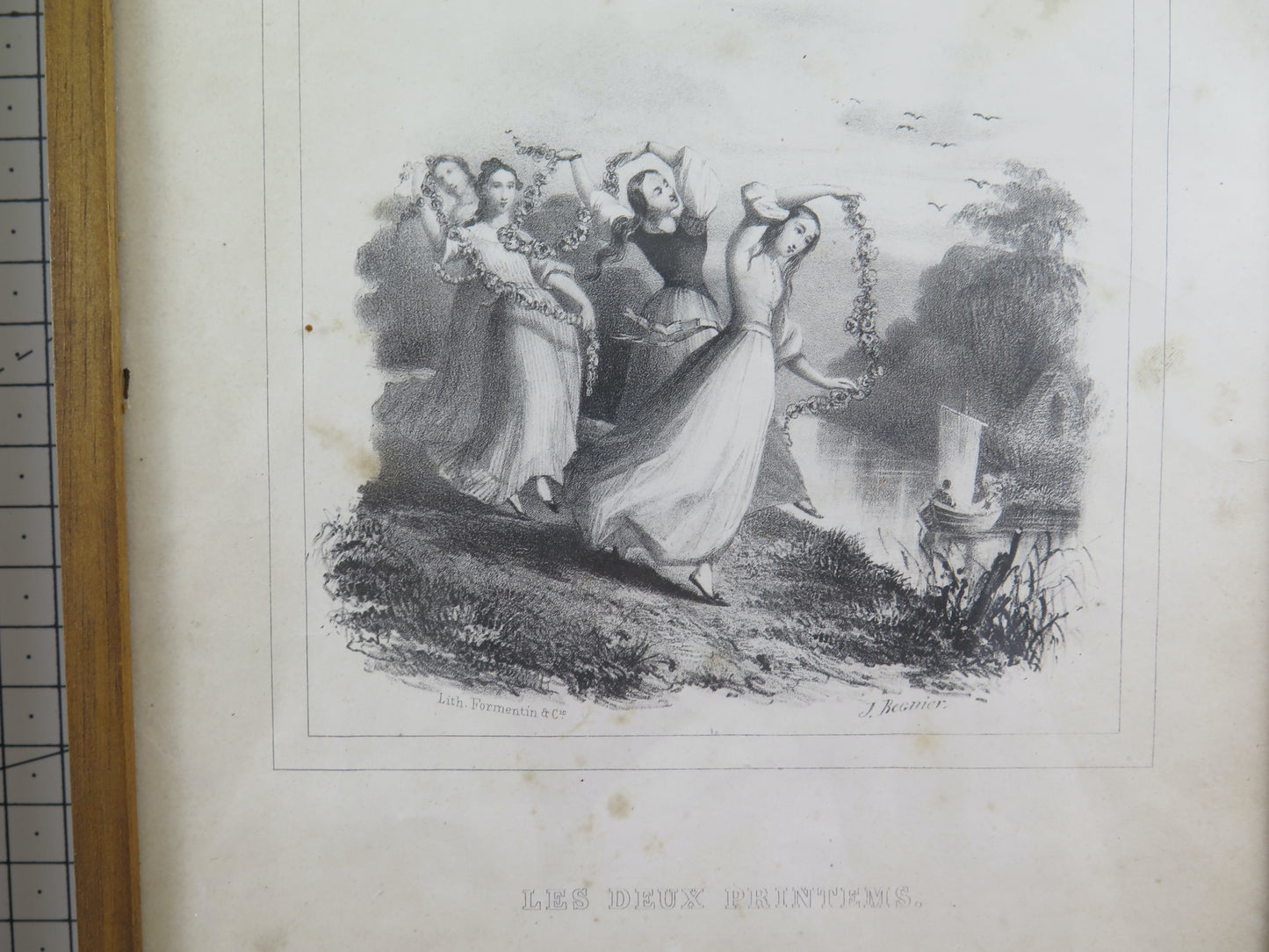 DUE STAMPE ANTICHE CON SCENE ROMANTICHE FRANCIA CON CORNICE LEGNO X12