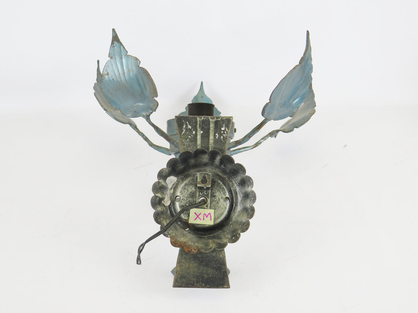 VECCHIA APPLIQUE IN FERRO BATTUTO LAMPADADA PARETE LUCE DA MURO PARTICOLARE XM