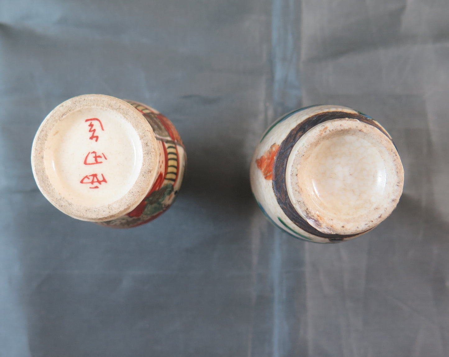 DUE ANTICHI VASETTI IN CERAMICA GIAPPONESE SATSUMA VASI GIAPPONE ASIA BM25