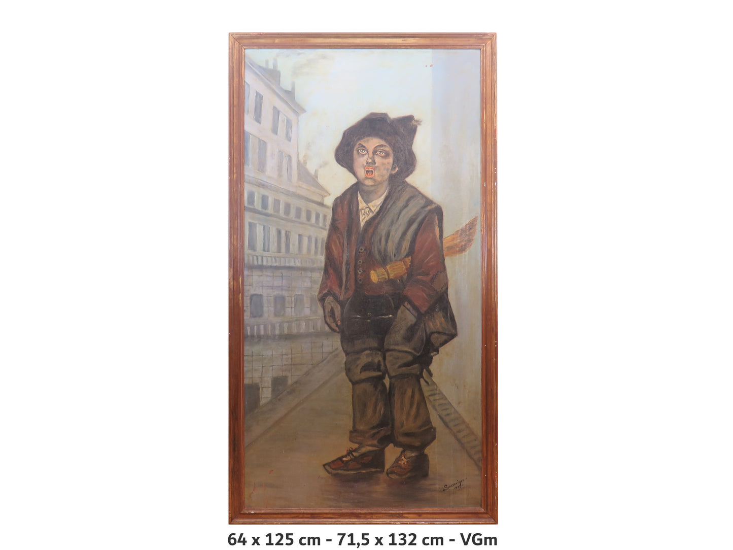 Grande quadro ad olio dipinto su tavola ritratto spazzacamino Val Vigezzo firmato Guastavigna 1977 VG