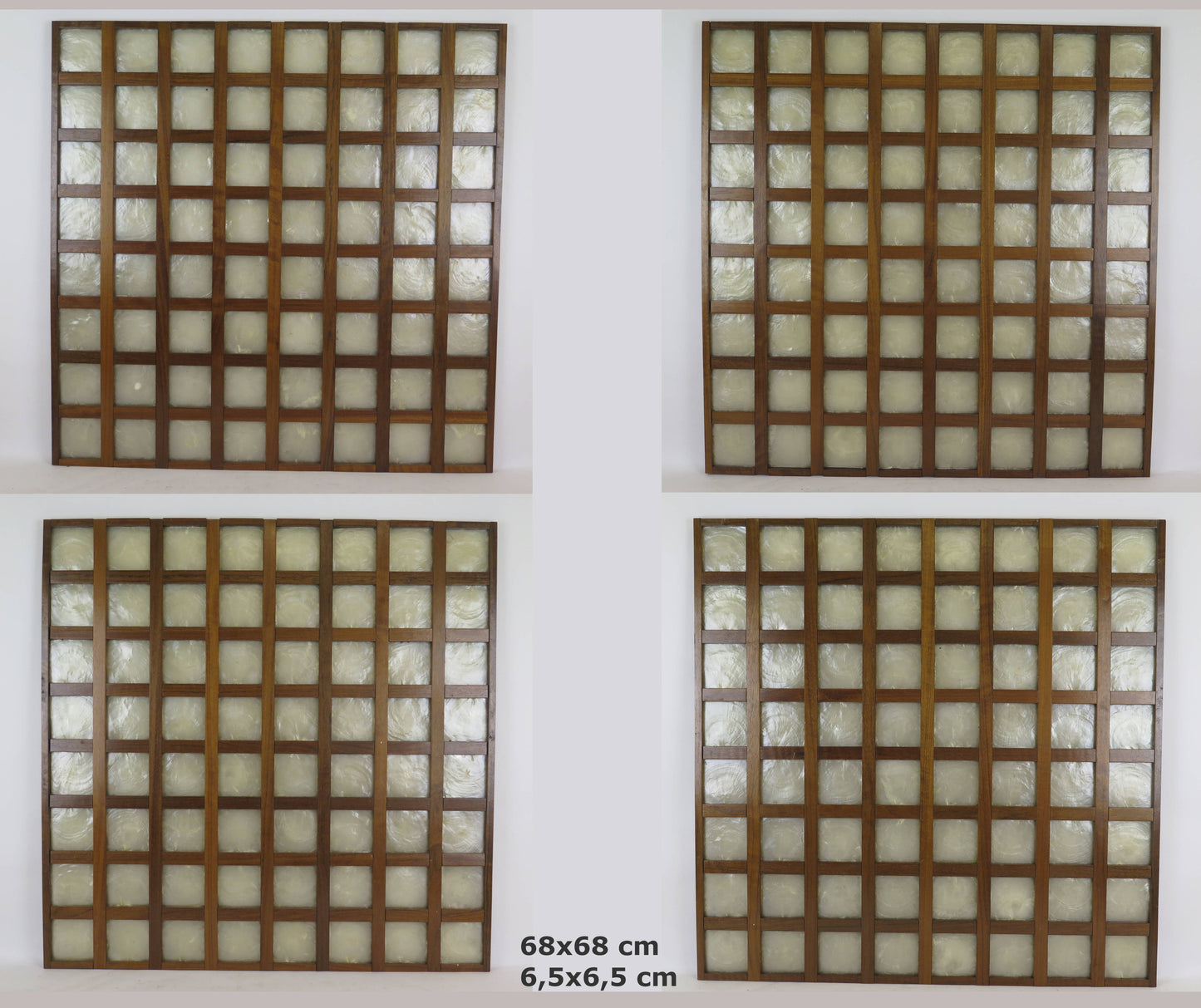 4 pannelli in capiz shell filippina con griglia di legno Capiz Shell Window Filippine separè paravento etnico vintage