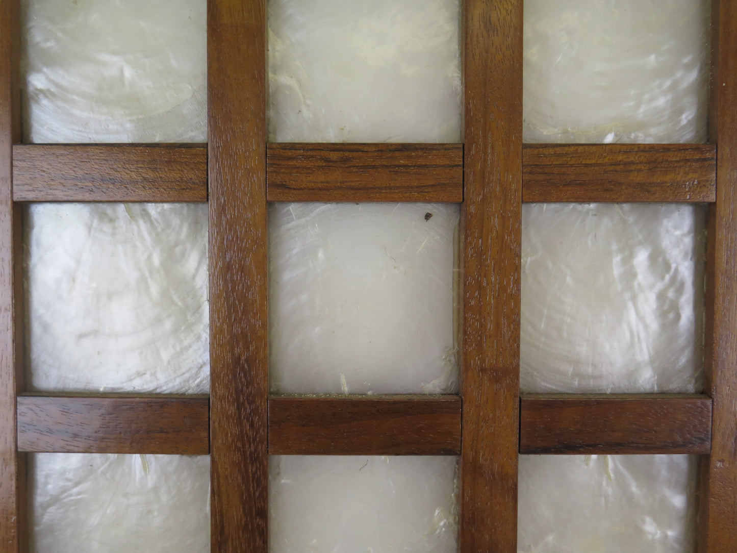 4 pannelli in capiz shell filippina con griglia di legno Capiz Shell Window Filippine separè paravento etnico vintage
