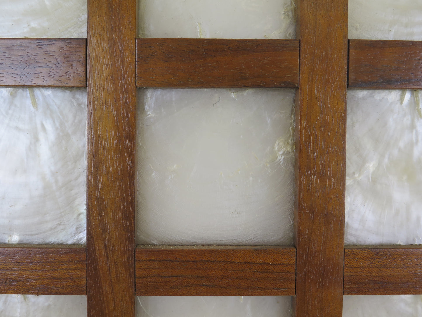 4 pannelli in capiz shell filippina con griglia di legno Capiz Shell Window Filippine separè paravento etnico vintage