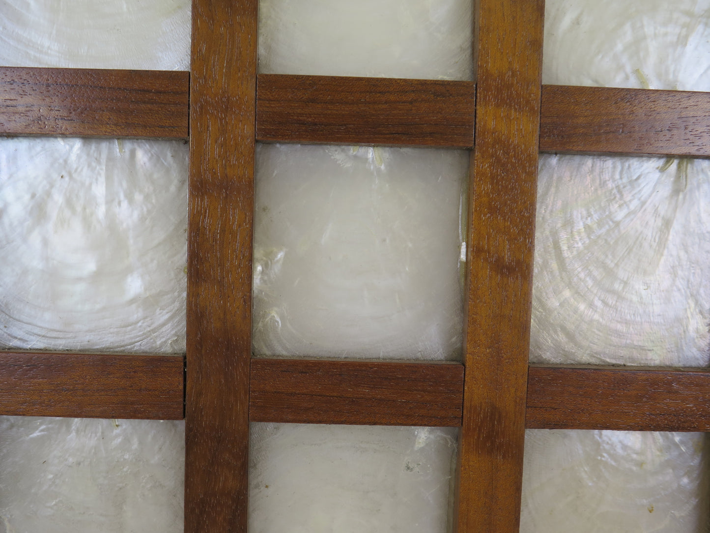 4 pannelli in capiz shell filippina con griglia di legno Capiz Shell Window Filippine separè paravento etnico vintage