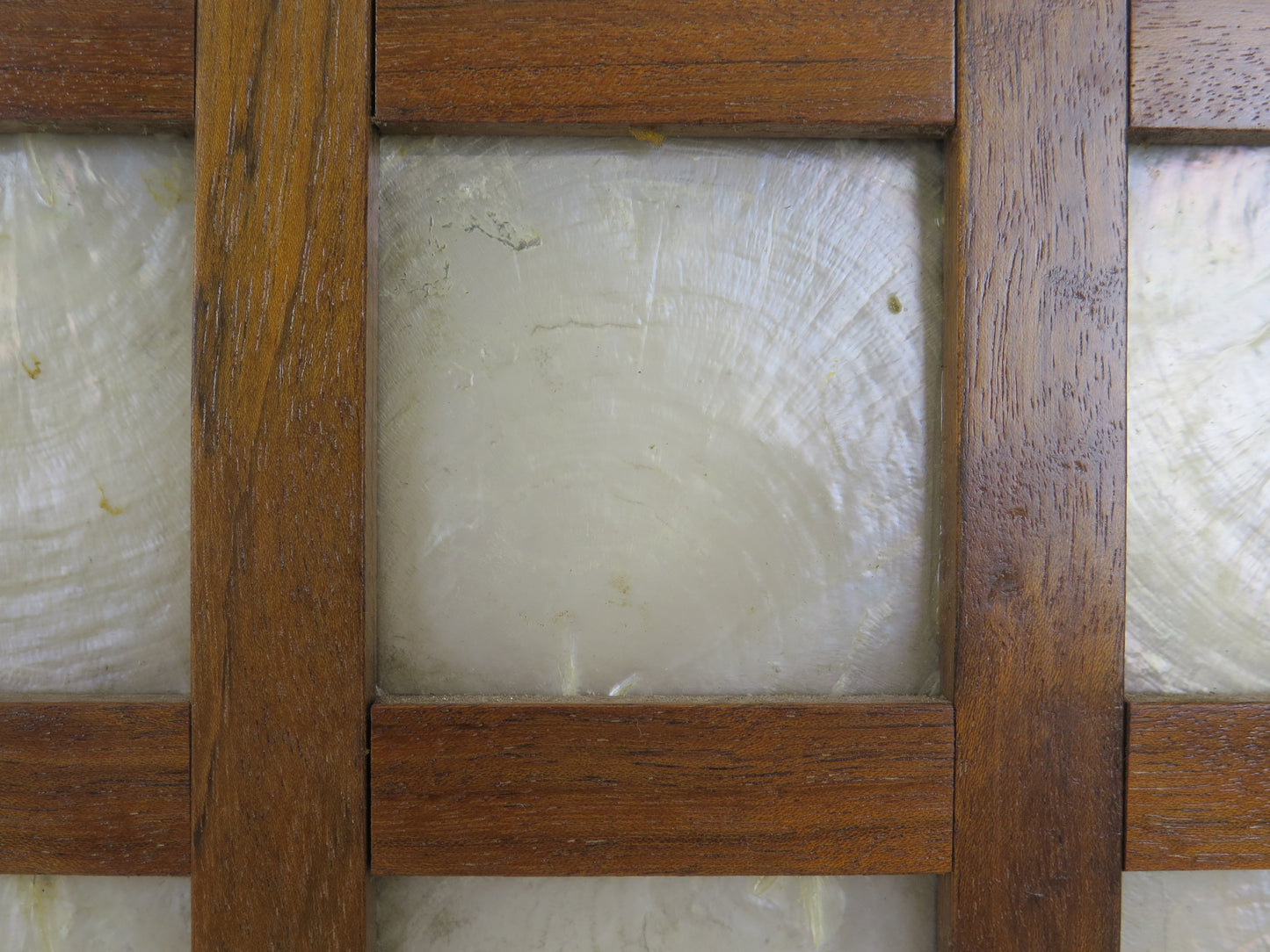 4 pannelli in capiz shell filippina con griglia di legno Capiz Shell Window Filippine separè paravento etnico vintage