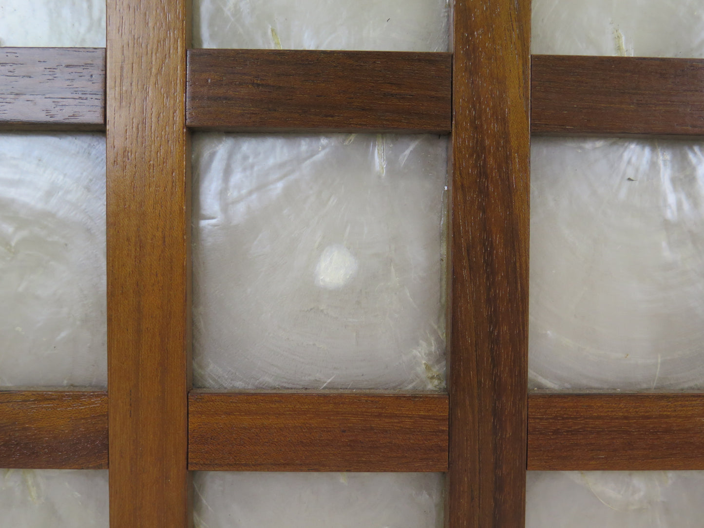 4 pannelli in capiz shell filippina con griglia di legno Capiz Shell Window Filippine separè paravento etnico vintage