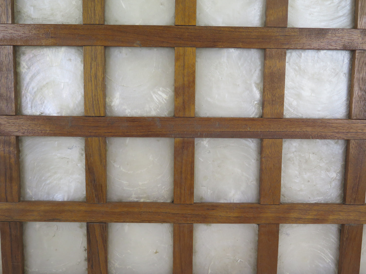 4 pannelli in capiz shell filippina con griglia di legno Capiz Shell Window Filippine separè paravento etnico vintage