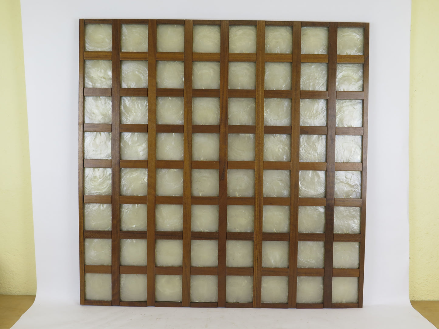 4 pannelli in capiz shell filippina con griglia di legno Capiz Shell Window Filippine separè paravento etnico vintage