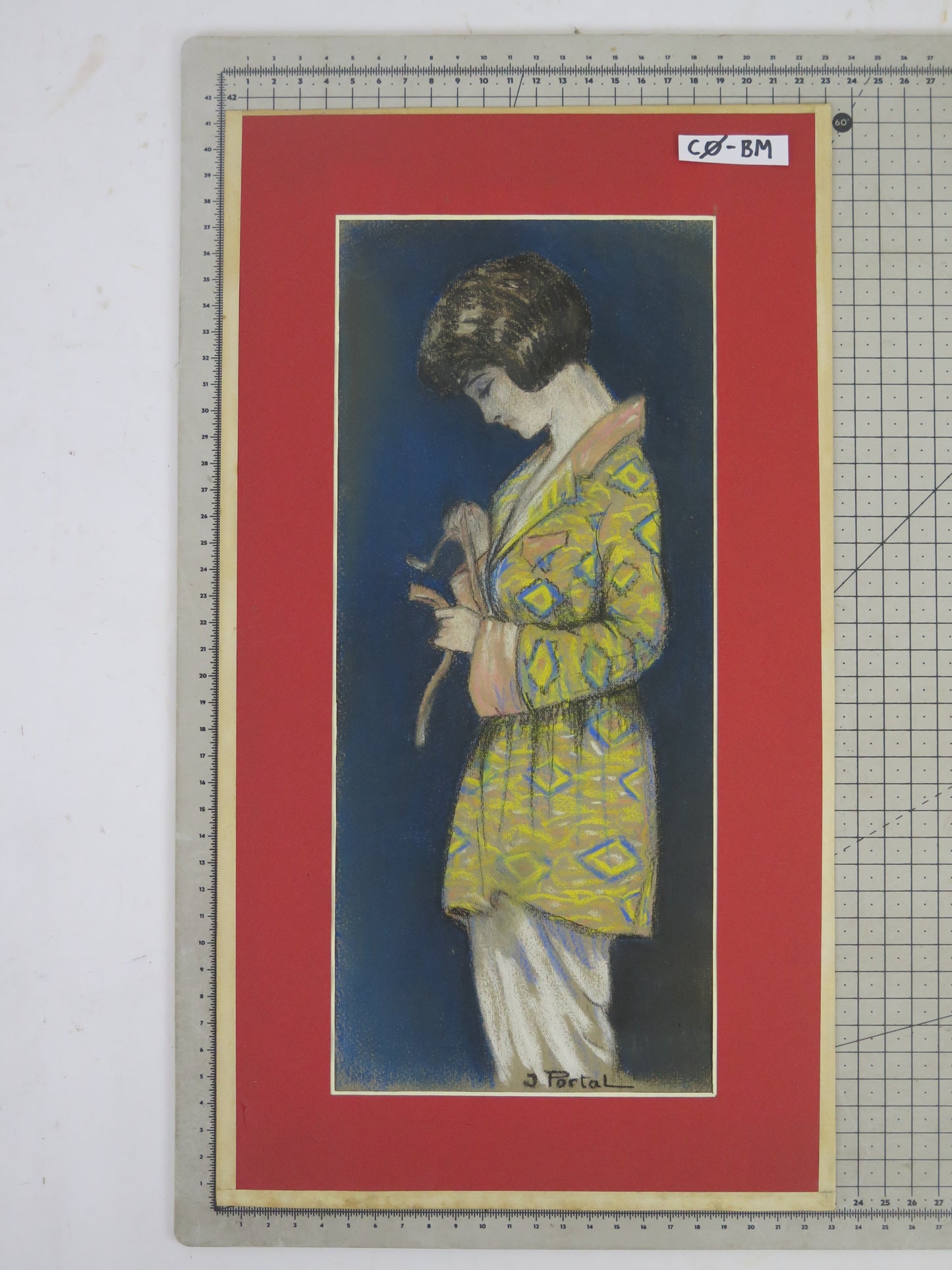 PAINTING IN PASTEL SIGNED J. PORTAL FEMALE PORTRAIT EARLY 1900 BM40 