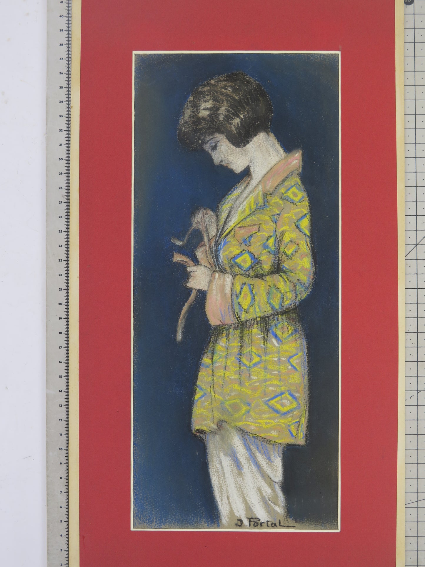 PAINTING IN PASTEL SIGNED J. PORTAL FEMALE PORTRAIT EARLY 1900 BM40 