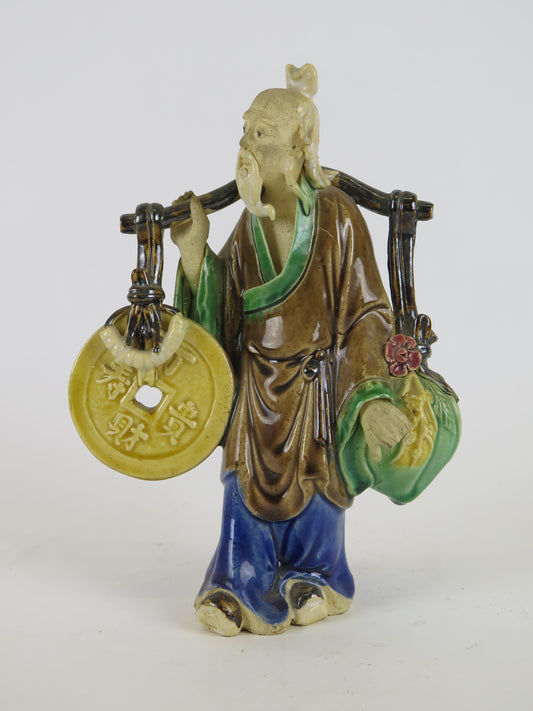 Statuina cinese antica ceramica shiwan mudman sage salvia vs5
