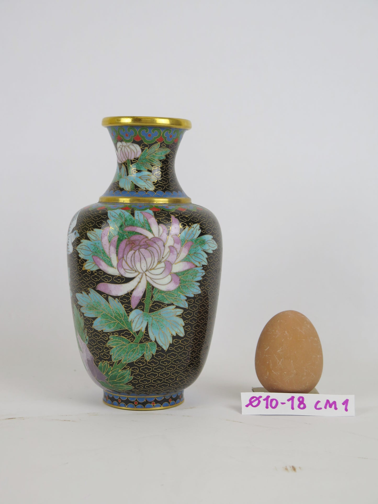 Vaso cloisonnè cinese vintage Cina Asia vaso per fiori floreale CM1