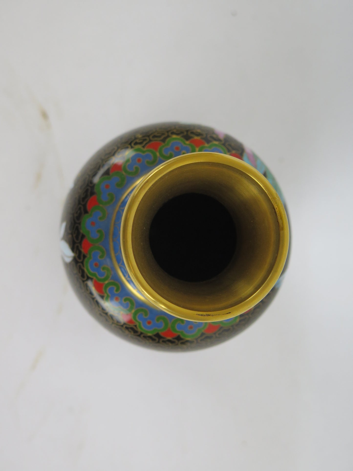 Vaso cloisonnè cinese vintage Cina Asia vaso per fiori floreale CM1