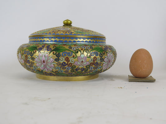 Vintage Chinese art cloisonné golden enamelled bowl collectible China Asia CM1