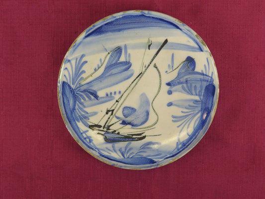 Piatto antico in ceramica di Savona antico XVIII secolo sottocoppa vs14