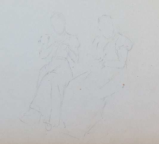 ANTIQUE PORTRAIT DRAWING OF CHARACTERS FRANCE END OF THE 19TH CENTURY ANTIQUE PAINTING BM53.5E