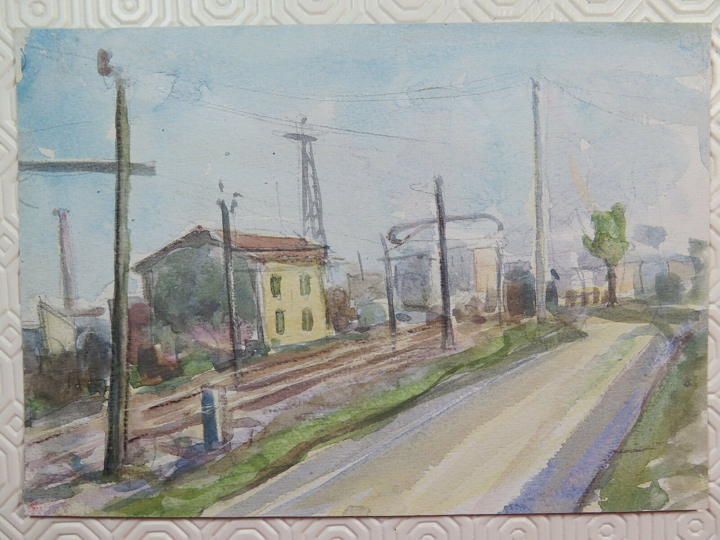 ANTICO DIPINTO VEDUTA DELLA PROVINCIA DI MODENA ANNI CINQUANTA ORIGINALE P28