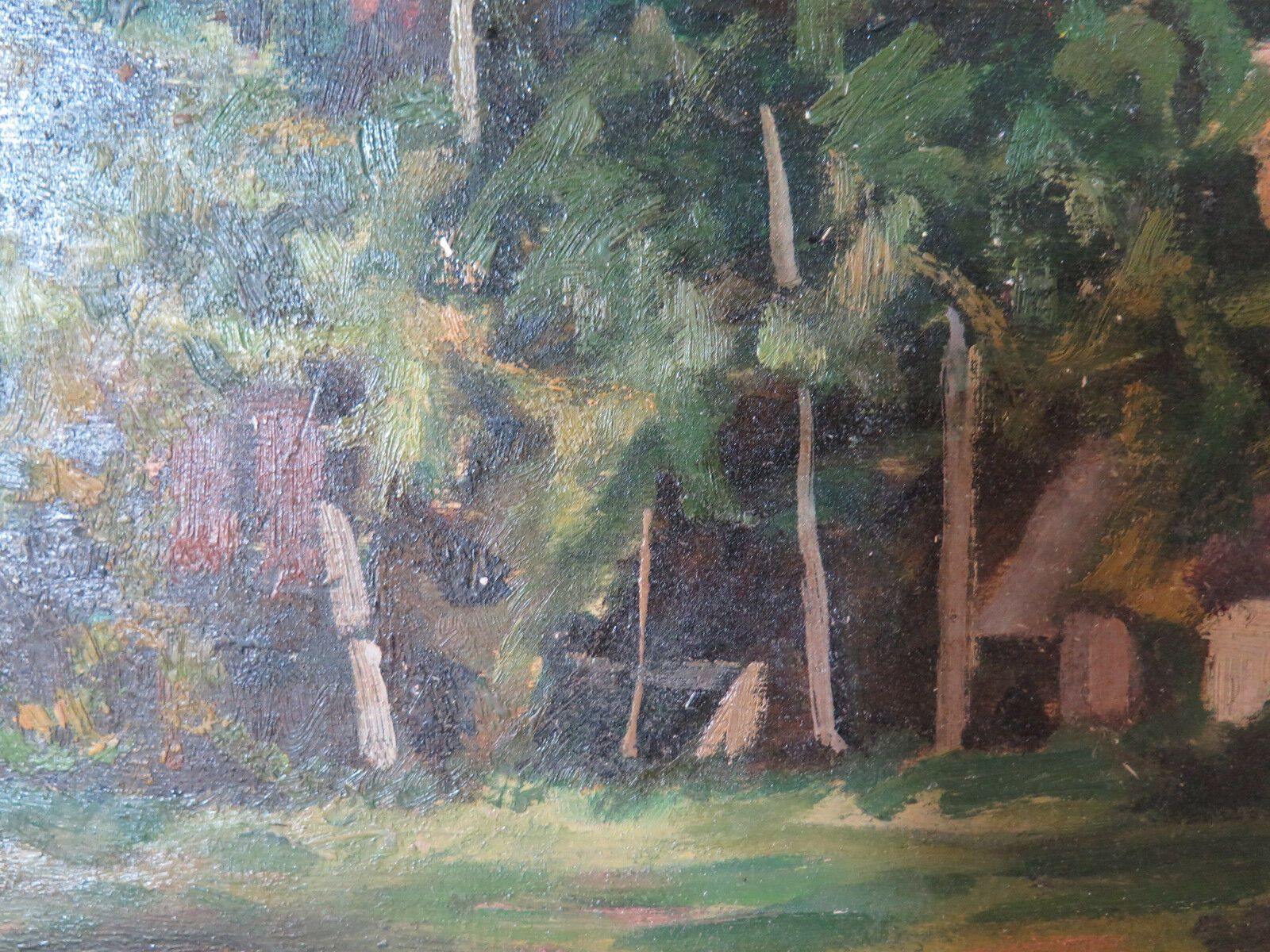 VEDUTA DEL BROGO ANTICO QUADRO DIPINTO OLIO SU TAVOLA PANORAMICO GARANZIA p12 - Belbello Antiques