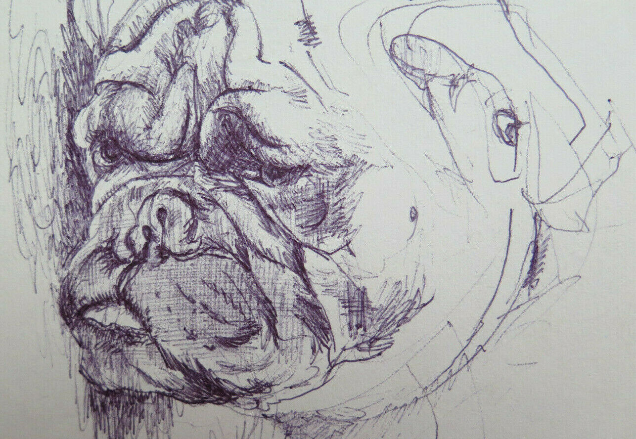 OLD STUDY DRAWING FOR MALE FIGURES PEN ON ORIGINAL PAPER P28.7