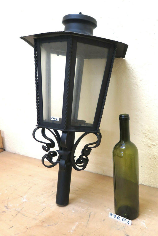 VECCHIO LAMPIONE IN FERRO BATTUTO FORGIATO A MANO LANTERNA VINTAGE LAMPADARIO CH - Belbello Antiques