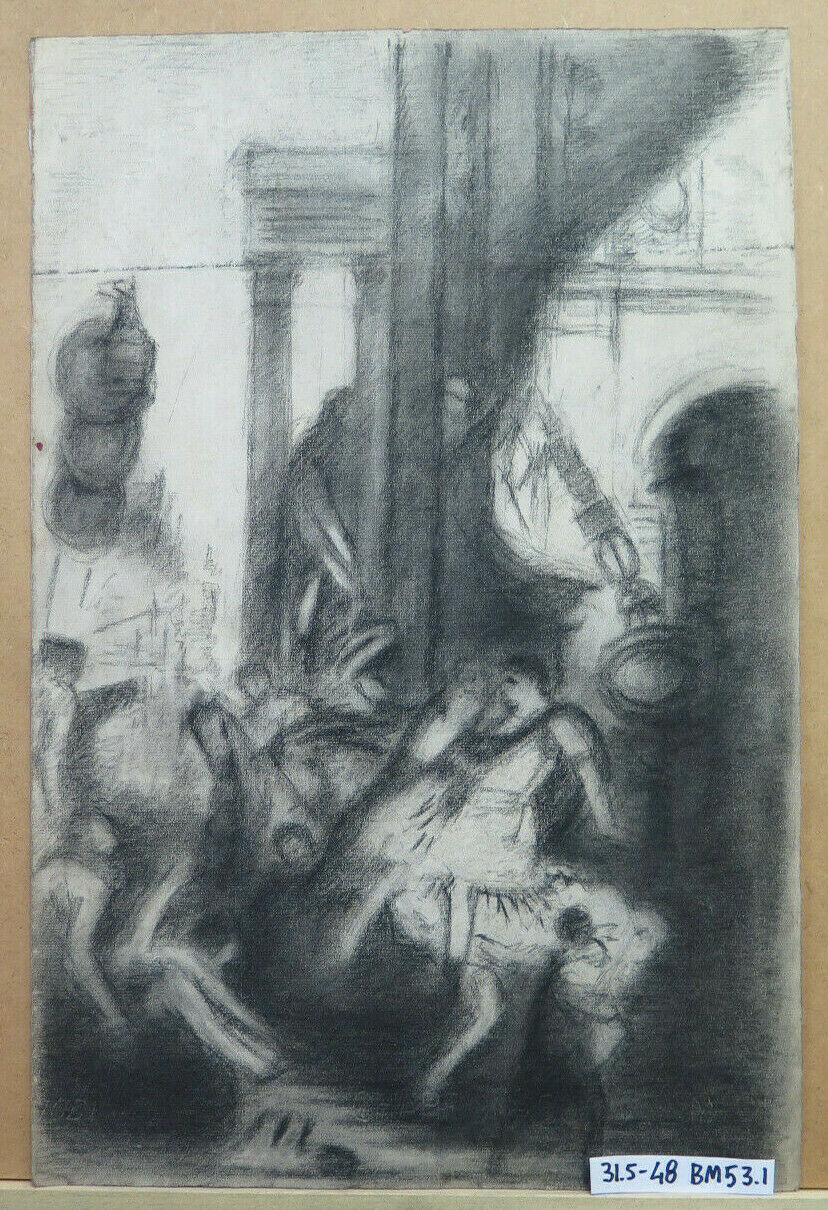 GRANDE DISEGNO ANTICO DA AFFRESCO ARTISTA FRANCESE Pierre Duteurtre DUT BM53.1