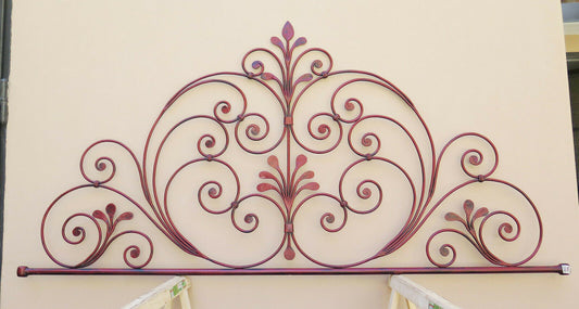 TESTIERA TESTATA DA LETTO MATRIMONIALE IN FERRO BATTUTO A CODA PAVONE VINTAGE 15