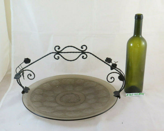 FRUTTIERA CENTROTAVOLA IN VETRO VINTAGE INIZIO SECOLO PIATTO ART NOUVEAU BM35 - Belbello Antiques