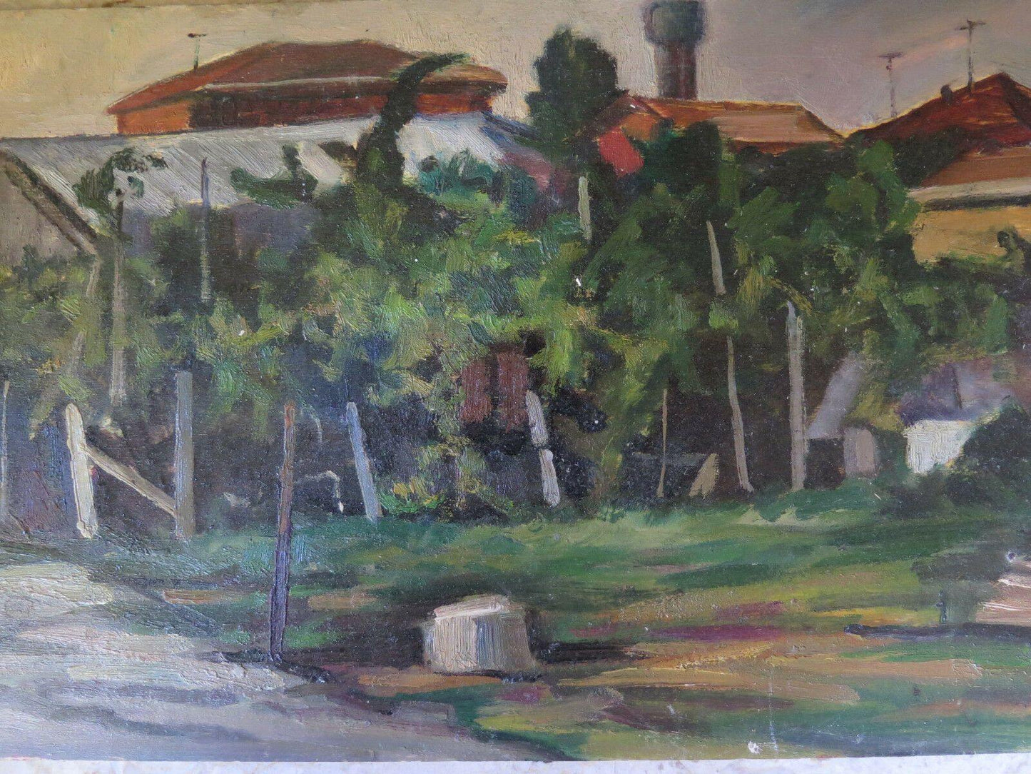 VEDUTA DEL BROGO ANTICO QUADRO DIPINTO OLIO SU TAVOLA PANORAMICO GARANZIA p12 - Belbello Antiques