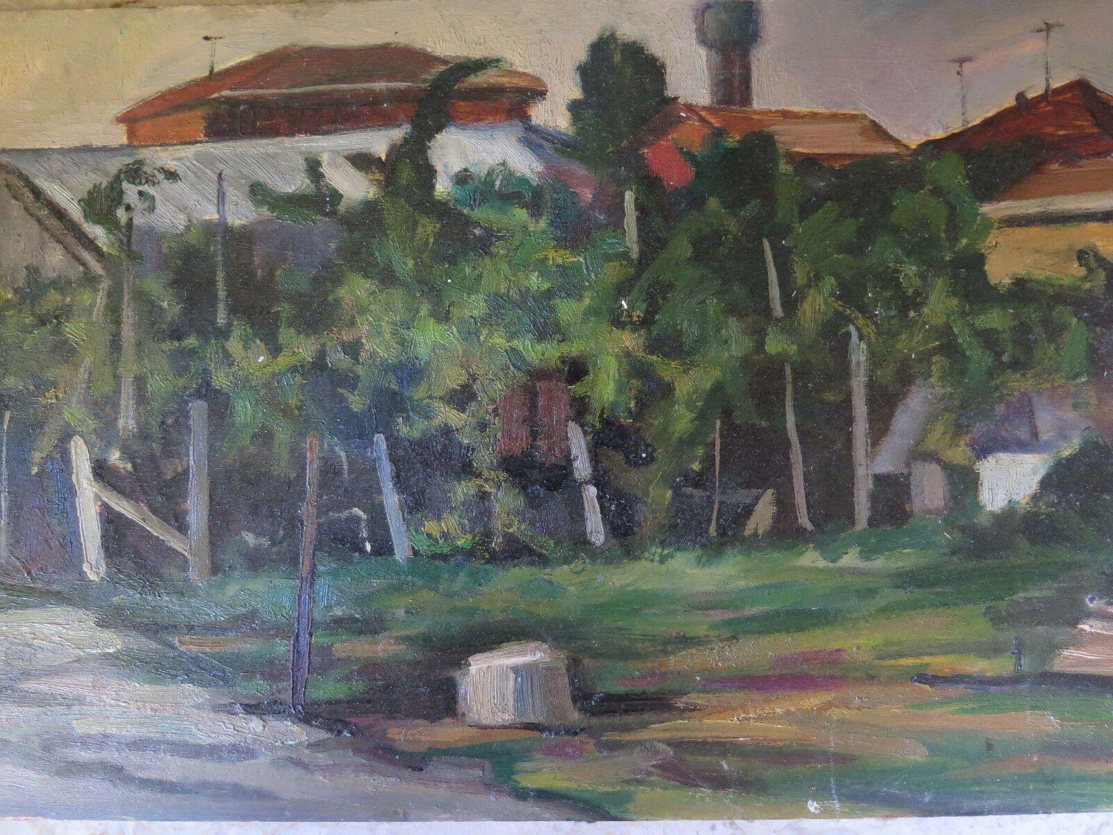 VEDUTA DEL BROGO ANTICO QUADRO DIPINTO OLIO SU TAVOLA PANORAMICO GARANZIA p12 - Belbello Antiques