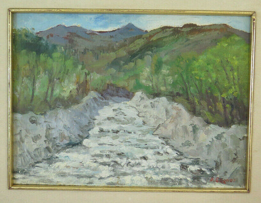 ANTIQUE PAINTING LANDSCAPE SUSA VALLEY OIL PAINTING SIGNED DELFINO GAGNOR BM38