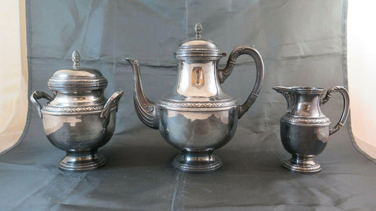 ANTICO SERVIZIO DA TÈ THE CAFFETTIERA ZUCCHERIERA LATTIERA OMAGGIO TEIERA BM29 - Belbello Antiques