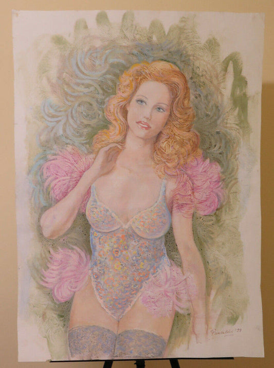 FEMALE PORTRAIT CONTEMPORARY ART PAINTING SIGNED PANCALDI GELO TECHNIQUE P33.1