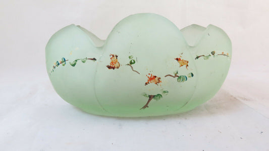 PORTACENERE ANTICO ART NOUVEAU VETRO OPALINO DIPINTO A MANO STILE LIBERTY BM35 - Belbello Antiques
