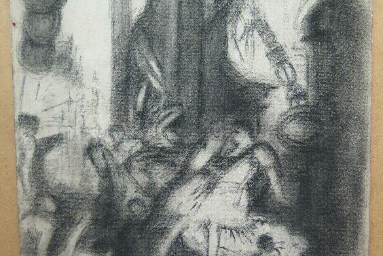 GRANDE DISEGNO ANTICO DA AFFRESCO ARTISTA FRANCESE Pierre Duteurtre DUT BM53.1