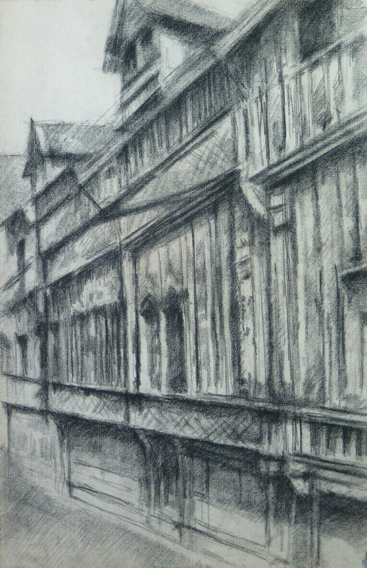 VIEW OF A FRENCH TOWN ANTIQUE PAINTING Pierre Duteurtre DUT BM53.1 