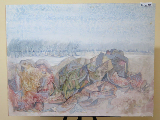 BEAUTIFUL FROZEN WINTER LANDSCAPE PAINTING ON PANEL SIGNED P29