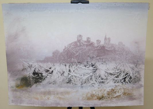 VINTAGE MODERN PAINTING OF THE SIXTY YEARS LANDSCAPE Castelvetro di Modena P31