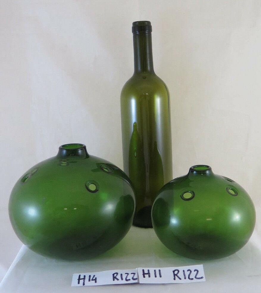 DUE VASI VETRO DESIGN VINTAGE HOLMEGAARD HULEVASE VASE BY MICHAEL BANG R122 - Belbello Antiques